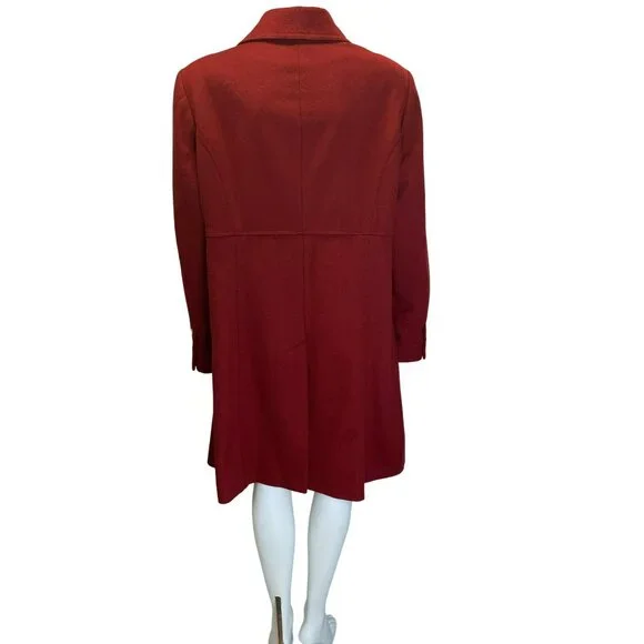 Talbots Wool Coat Size 16 Brick Red Peacoat Classic Zip Front Car Jacket - Picture 12 of 12